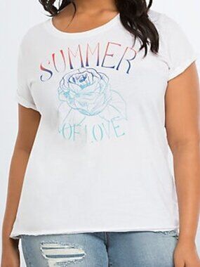 Torrid Summer of Love Graphic Tee White Size 4X